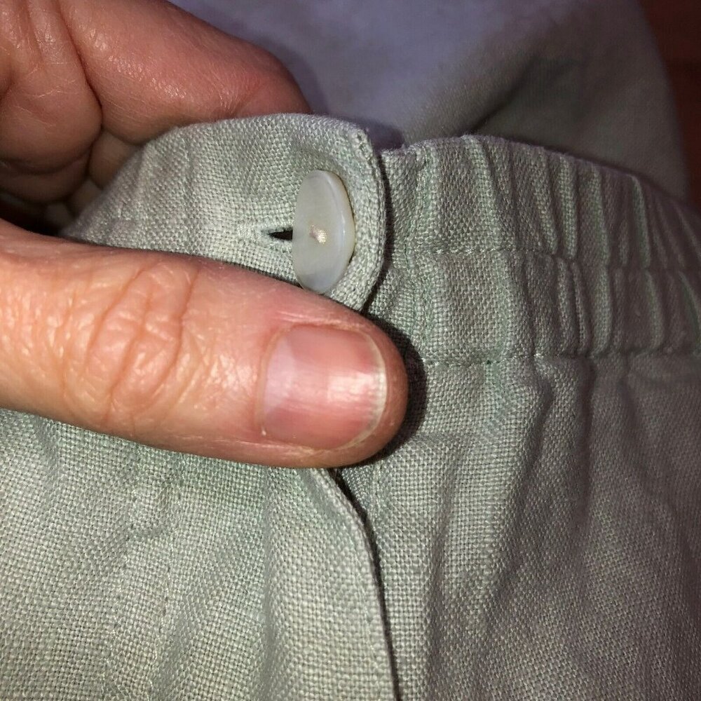 Linden Hill Womens Size XL Sage Green Linen Stretch Waist Cargo Capris Pants 1X - Picture 11 of 11